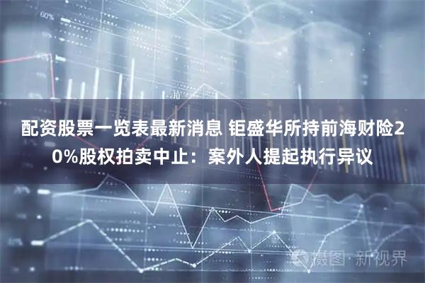 配资股票一览表最新消息 钜盛华所持前海财险20%股权拍卖中止：案外人提起执行异议