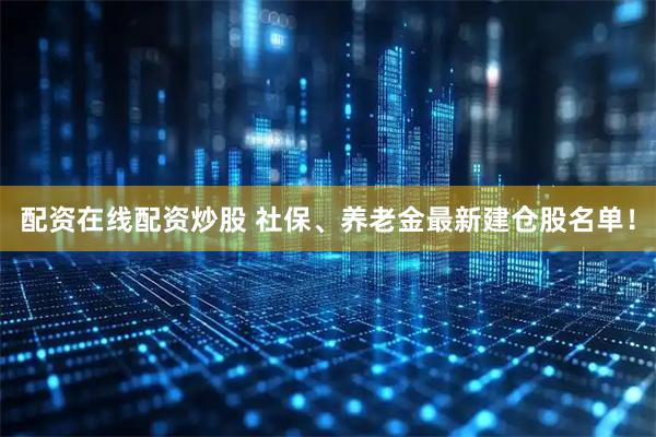 配资在线配资炒股 社保、养老金最新建仓股名单！