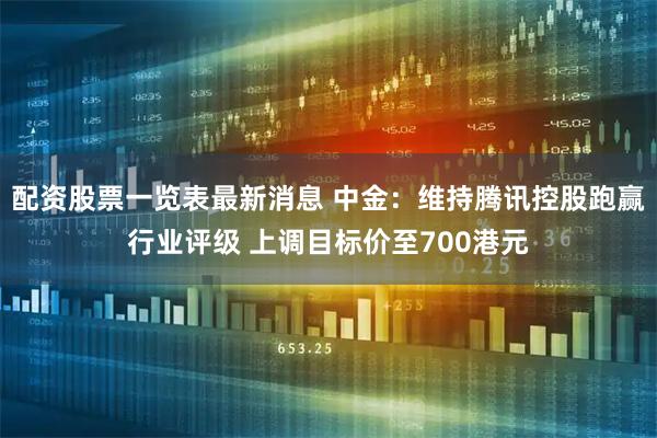 配资股票一览表最新消息 中金：维持腾讯控股跑赢行业评级 上调目标价至700港元